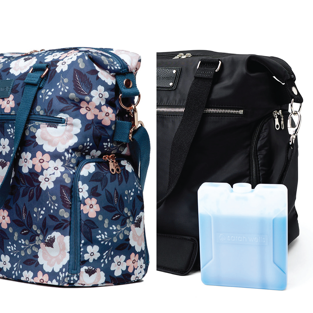 Sarah Wells Breast Pump Bags in Le Floral and Black