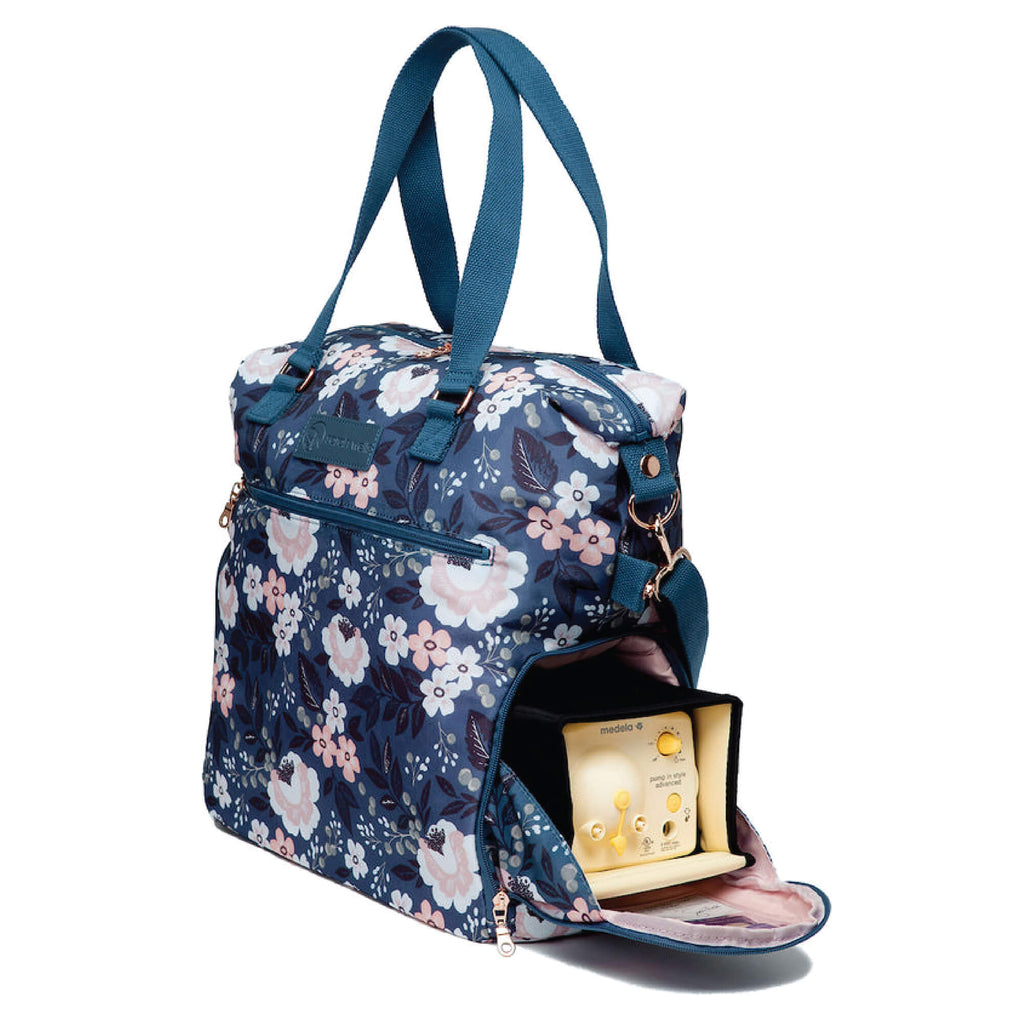 Sarah Wells Breast Pump Bag in Le Floral Print with Medela Pump Inside